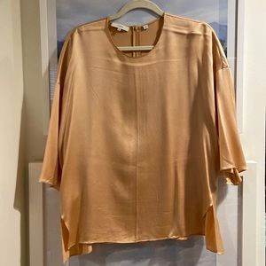 New Vince peach silk 3/4 sleeve blouse, worn once